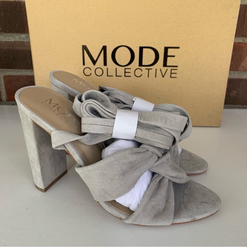 The Mode Collective gray suede block heel sandals EU 37 US 6.5 M NEW